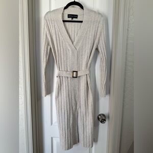 NWOT Kendall + Kylie Cream Longsleeve Sweater Dress w/belt Size S-